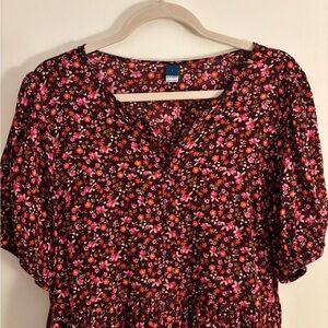 Old Navy Puff-Sleeve Floral Midi Dress